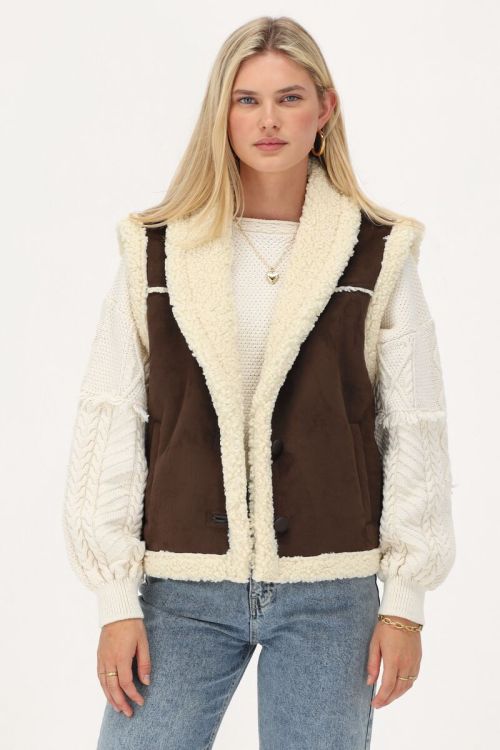 Bruin suède teddy gilet