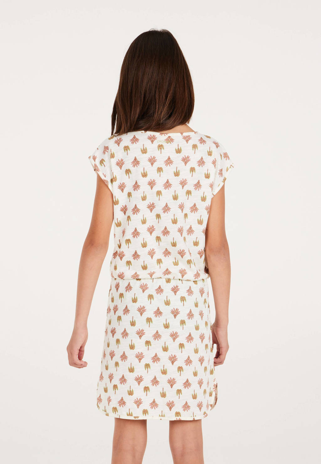 Protest jurk met all over print wit/roze/groen