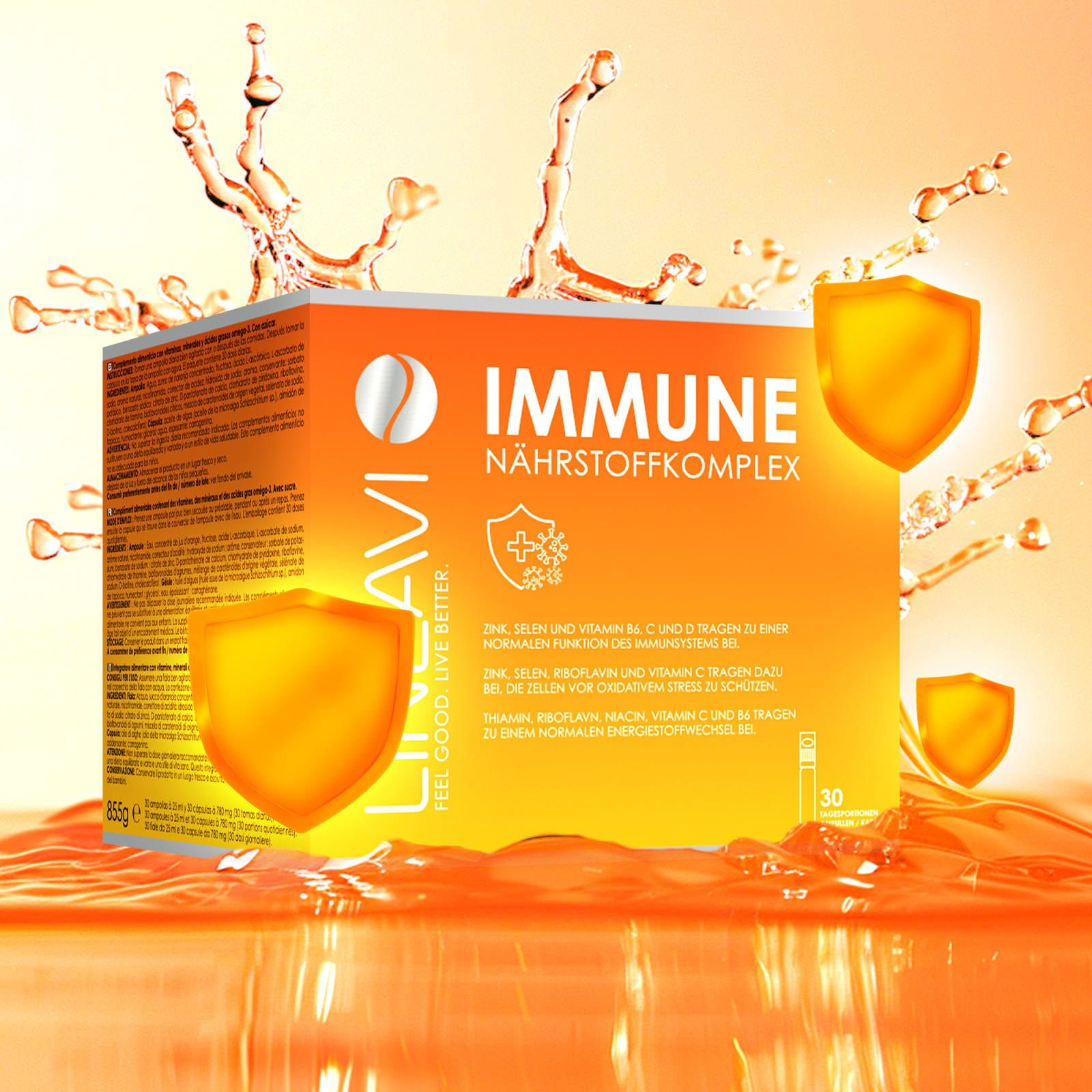 LINEAVI Immun 2-Monatspackung (2x30 Trinkfläschchen + 2x30 Omega 3 Kapseln)