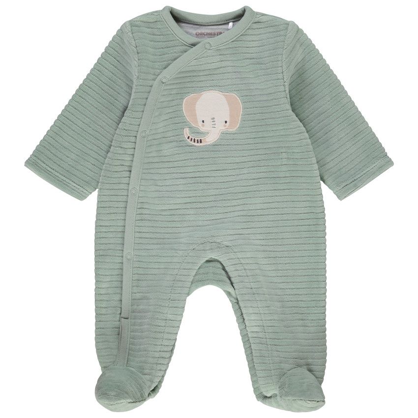 Dors-bien en velours patch éléphant pour bébé garçon - Vert