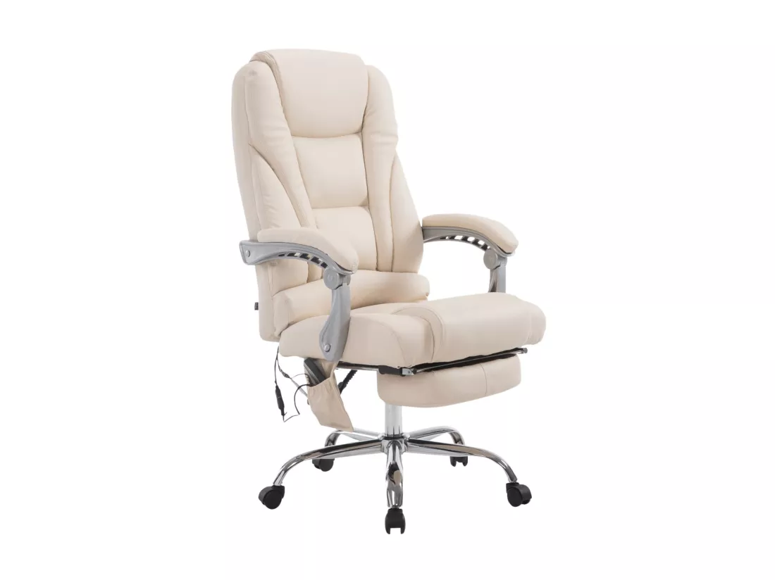 Chaise de bureau - Similicuir & Noyer - Crème - Pacific