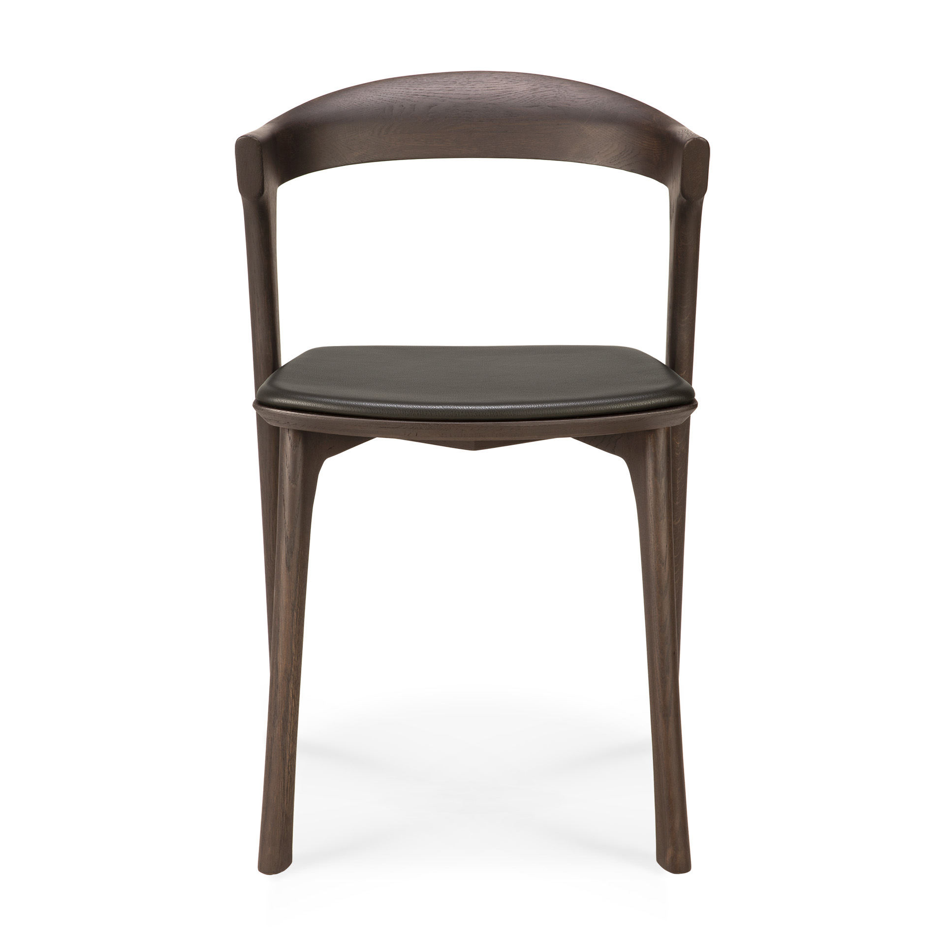 Bok stoel - eiken bruin - bruin leer