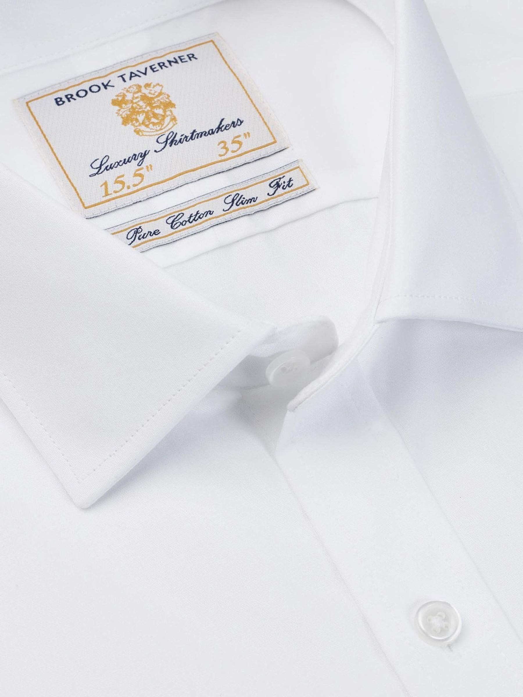 Wit - Tailored fit - Brook Taverner Single Cuff Poplin Cotton Shirt