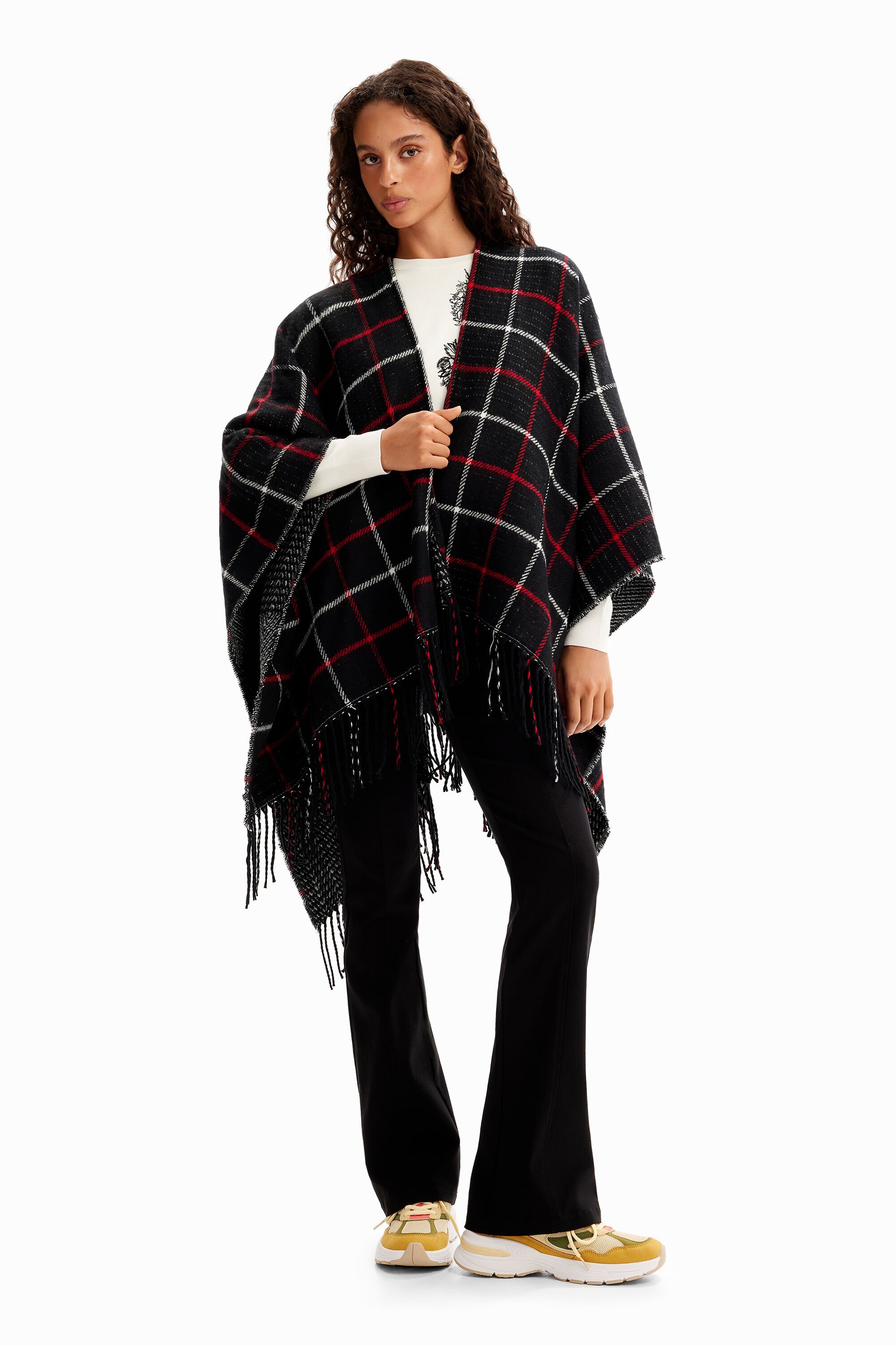 Poncho réversible carreaux