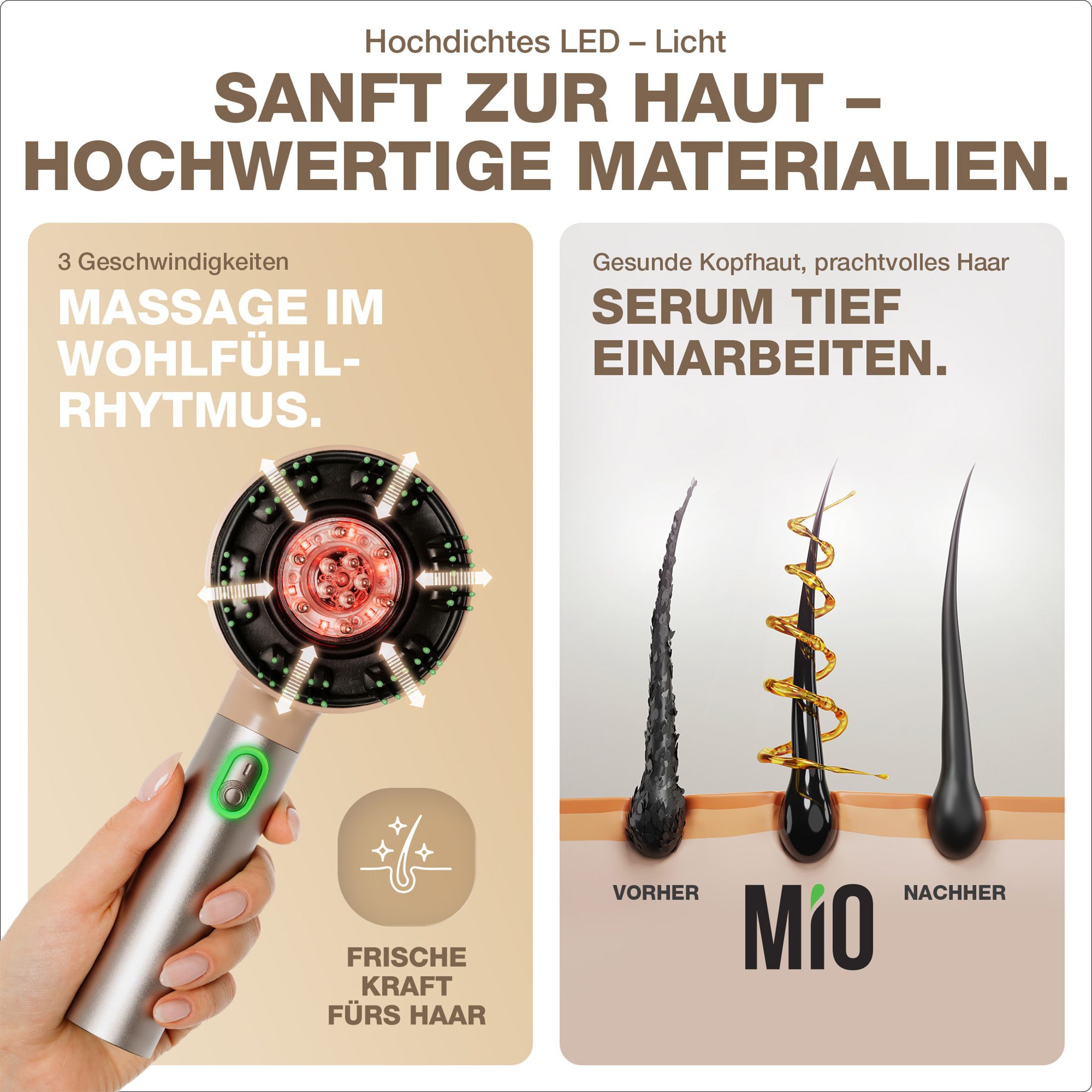 Kopfmassagegerät MIO mit Rotlicht und Ölanwendung