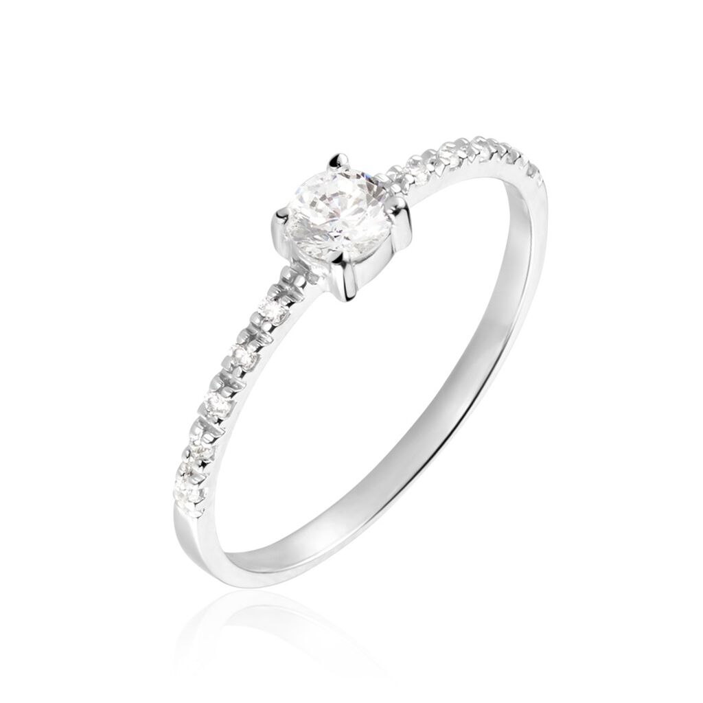 Bague Solitaire Servana Or Blanc Oxyde De Zirconium