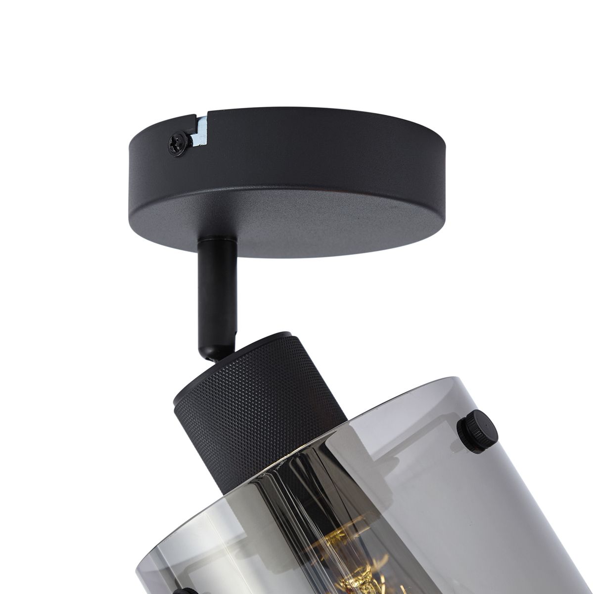 Design wandspot zwart met smoke glas - Domo
