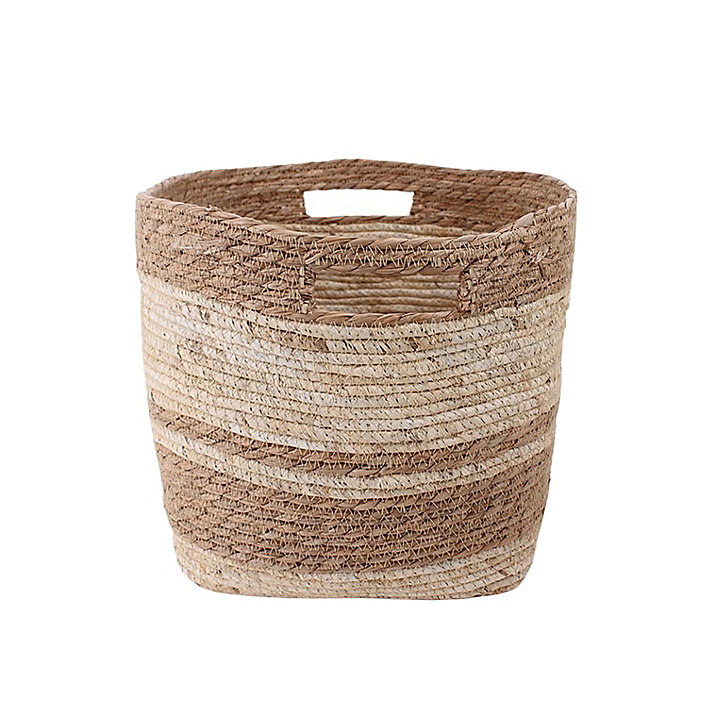 Panier rond base carrée en jonc de mer Norasia couleur naturelle taille M