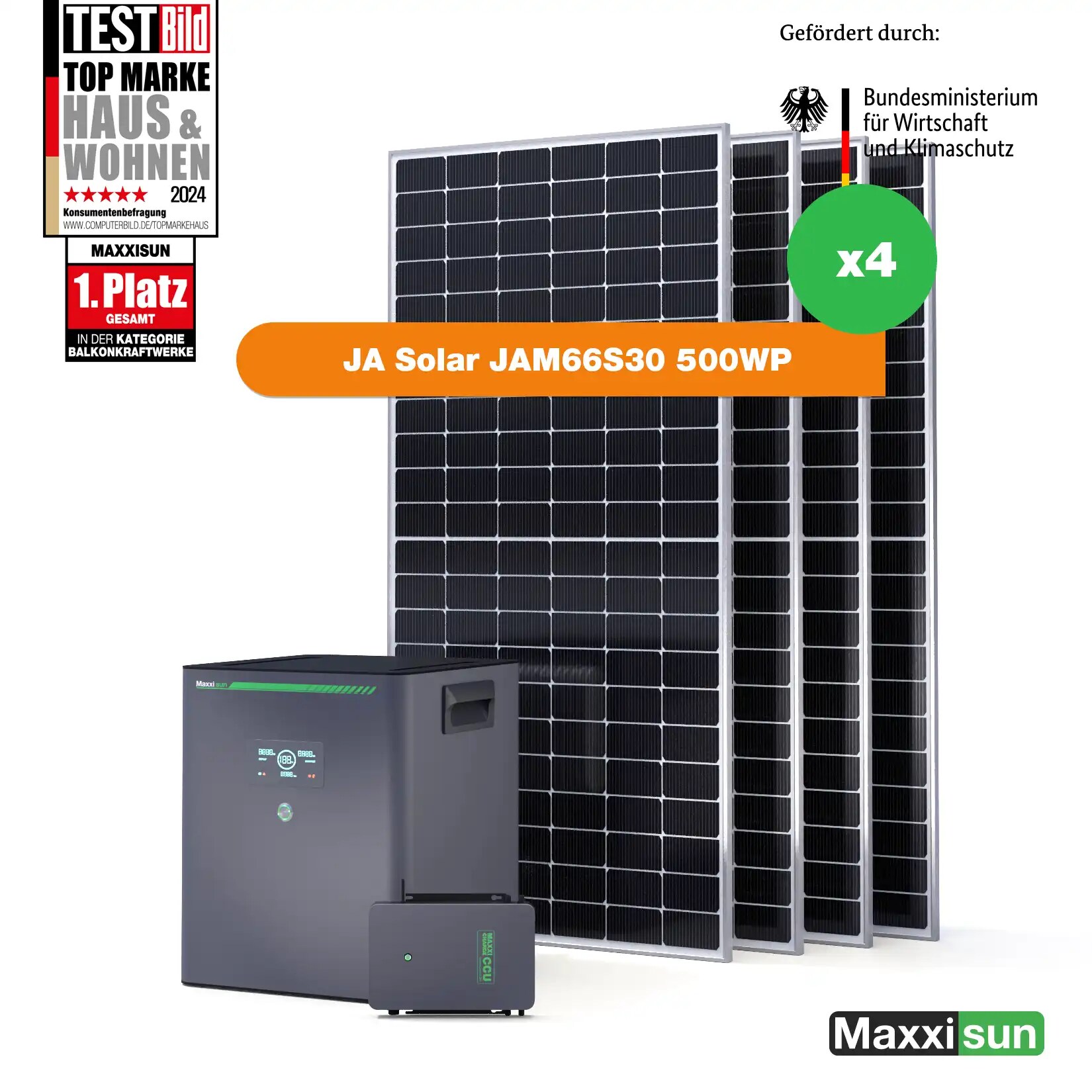 Maxxicharge Komplettset 2000Wp | Maxxicharge 5.0 | Ohne Montagesystem | Steckersolarkonform