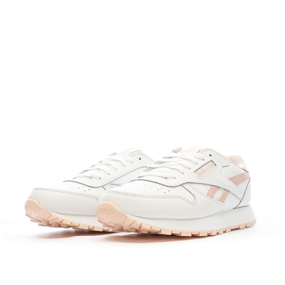 Reebok Baskets Blanches/Roses Femme Reebok Classic Leather