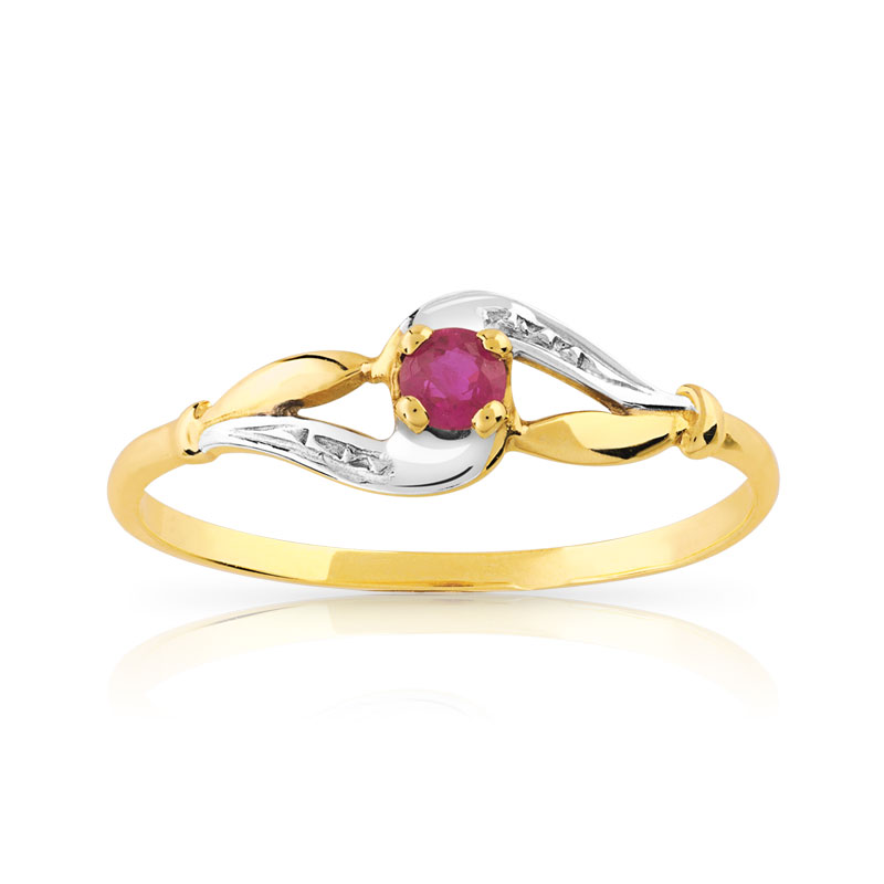 Bague or 375 2 tons rubis