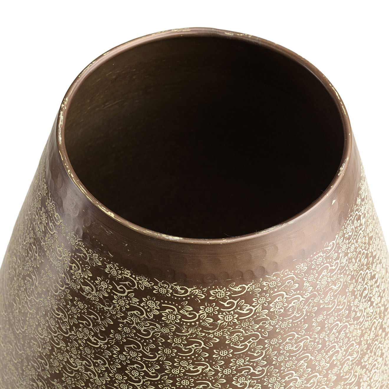 Macabane Vase motifs arabesques fleuris Honoré vert vieilli - D.42xH.71 cm