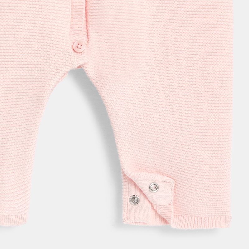 Combinaison maille tricot col à volants rose naissance