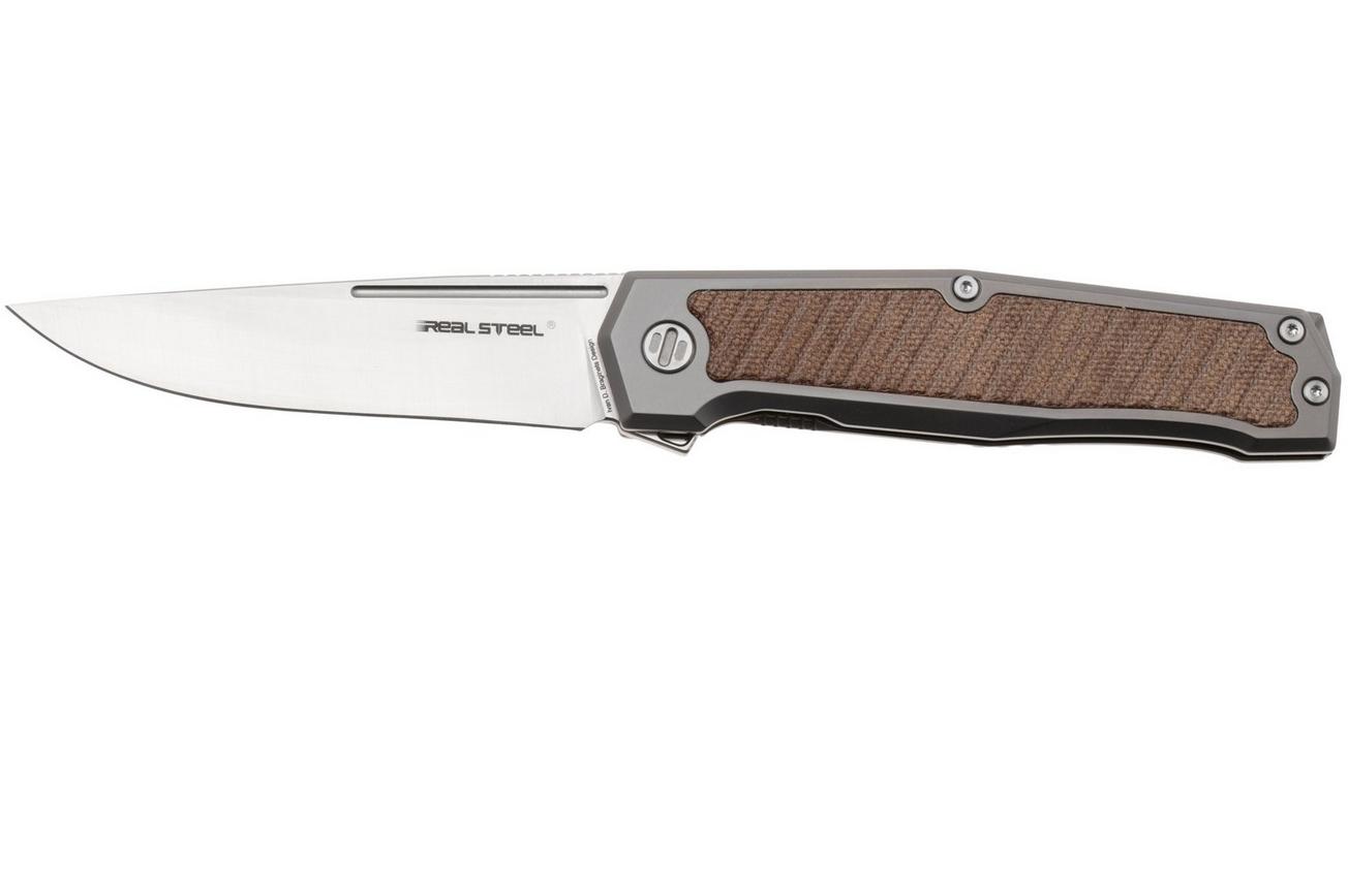 Real Steel Rokot Premium 7645N Satin S35VN, Titanium Natural Micarta Inlay, zakmes