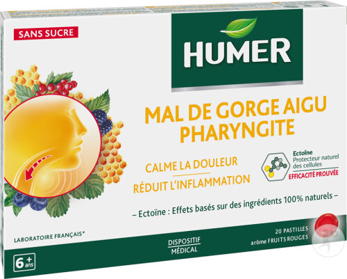 Humer Mal De Gorge Aigu Pharyngite Baies Sauvages Et Menthe 20 Pastilles