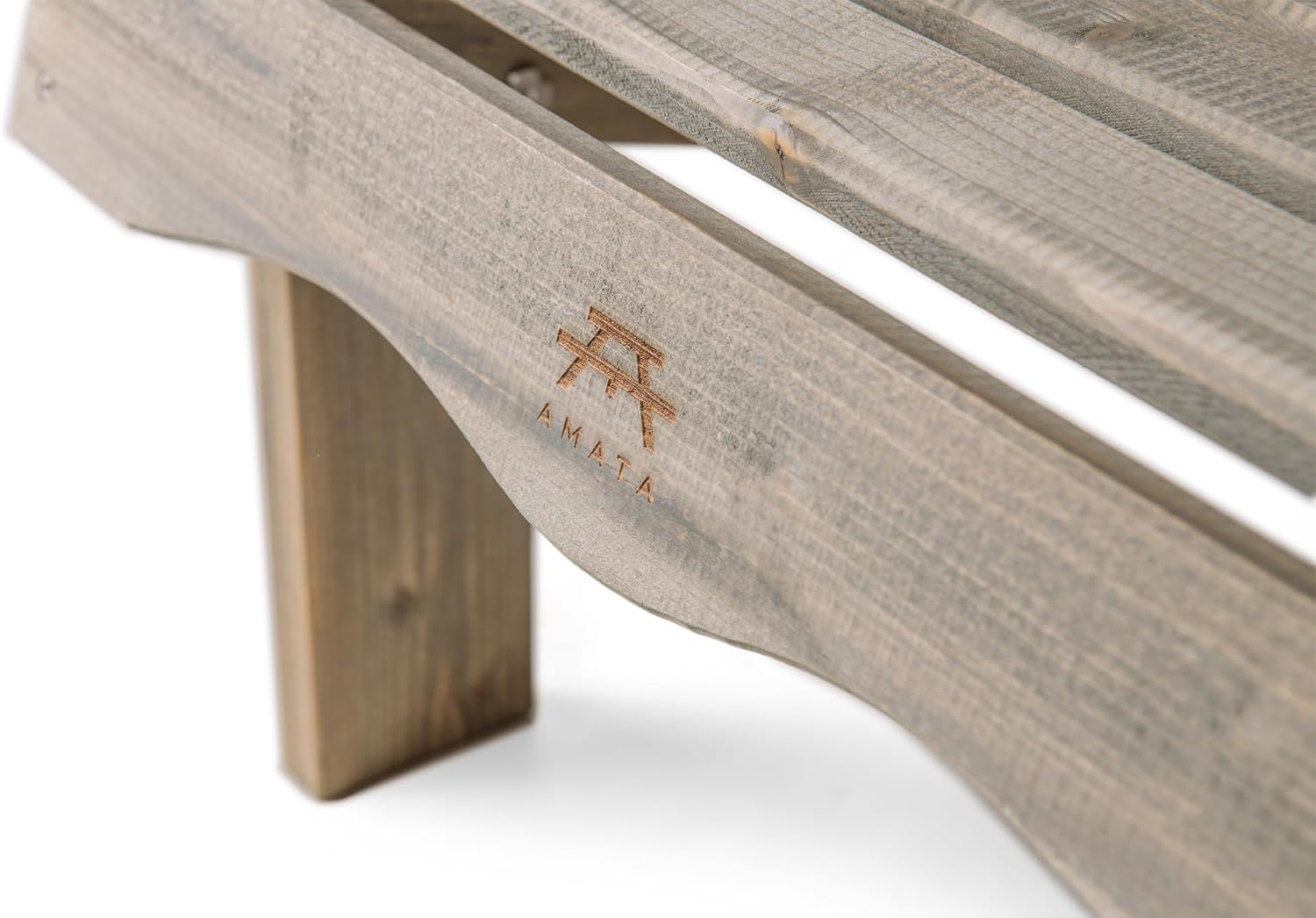 AMATA Single Adirondack Stuhl für Draußen, UNGURS Collection - Wetterfester Holzstuhl für Terrasse, Hinterhof und Garten Feuerstellen - Ergonomisch und Langlebig, Zeitloses Design (Grau)