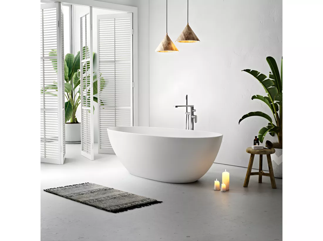 Baignoire îlot design ovale FLORIDA blanche 165 cm Mat