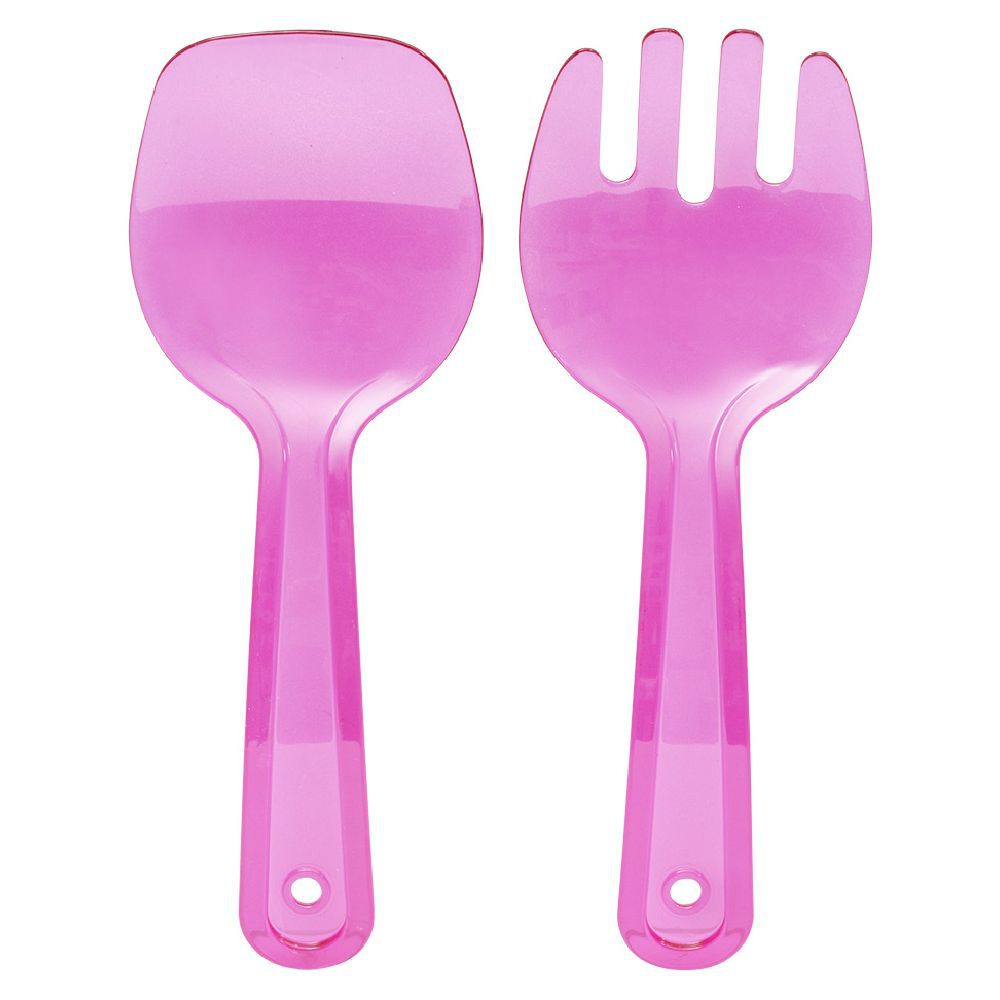 Saladier en plastique coloré avec couverts de service