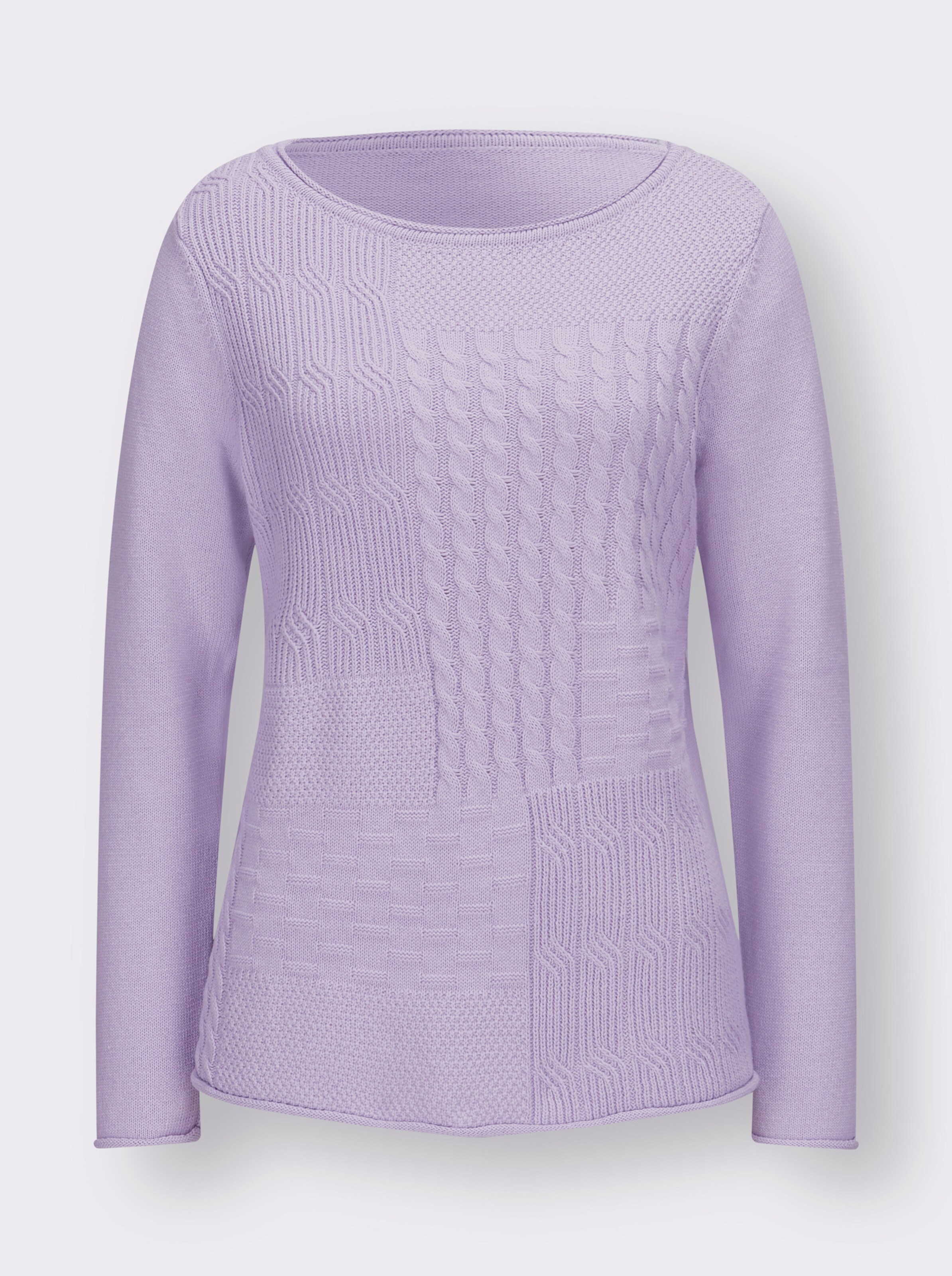 Langarm-Pullover mit Strickmuster-Mix