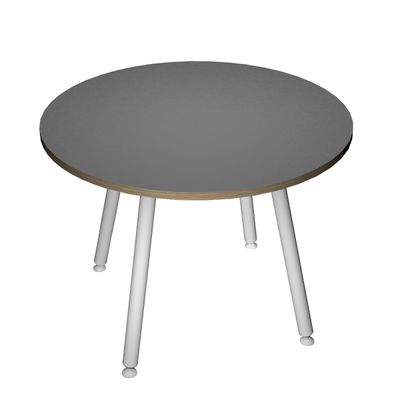 Table ronde - H74 cm - 100 cm - 4 pieds métal blanc - plateau anthracite