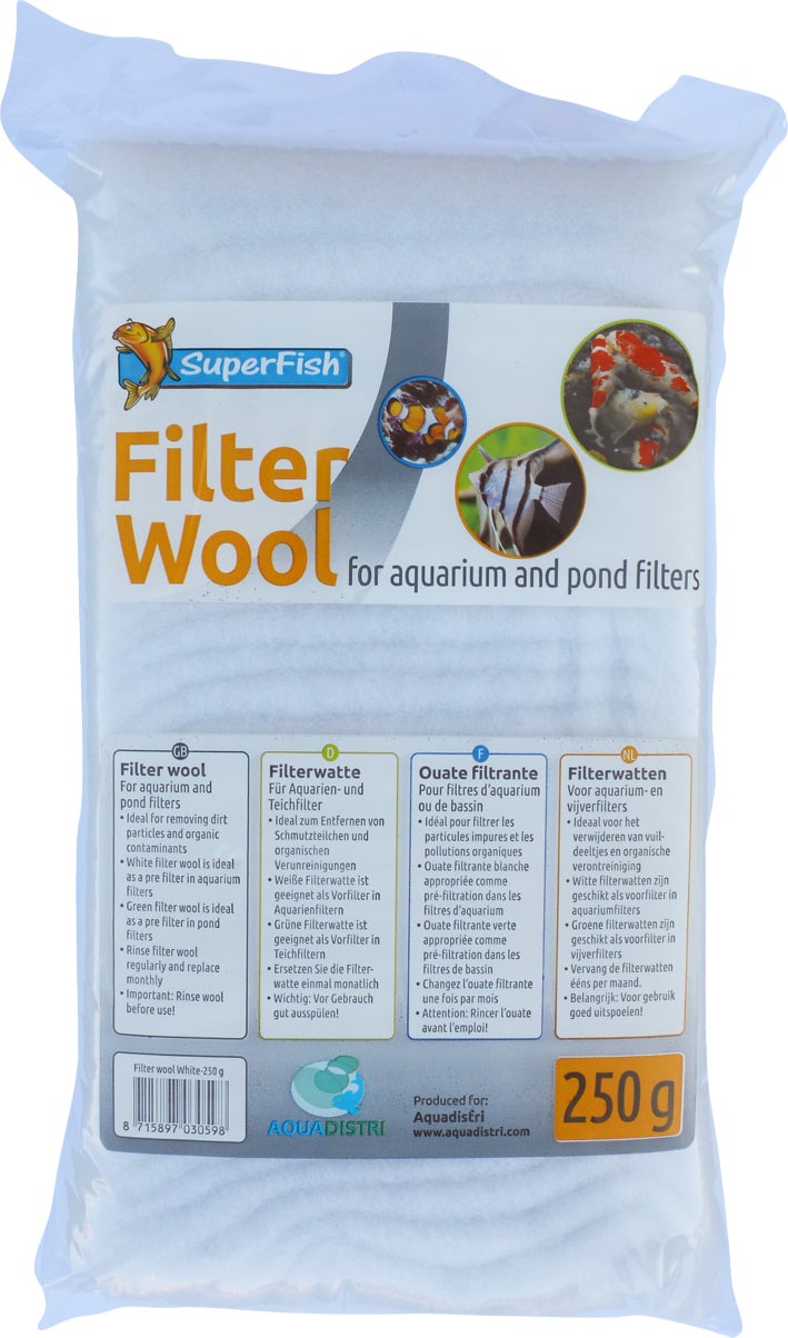 SuperFish aquarium filterwatten fijn wit 250 g