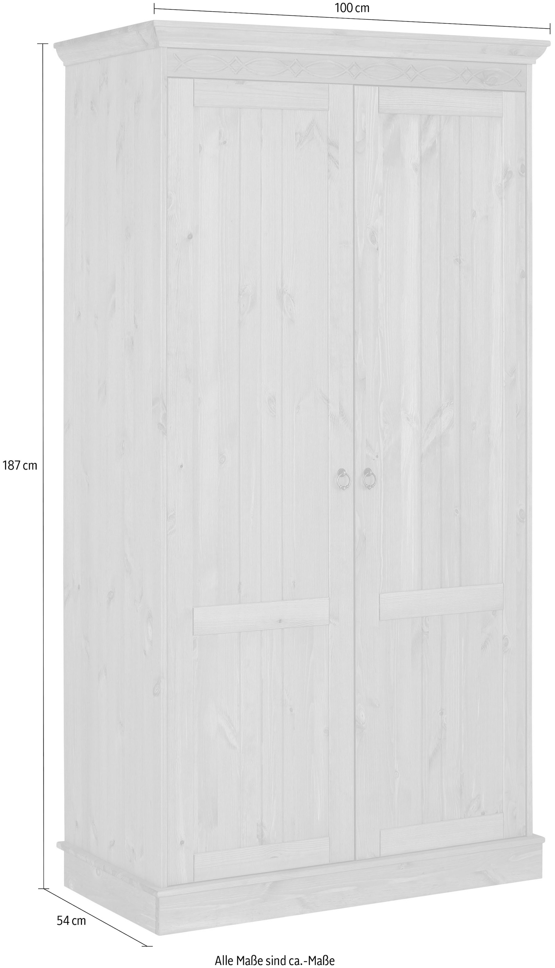 Home affaire Drehtürenschrank »Indra« 3 Breiten: 100/145/233 cm  H/T ca.187/54 cm,  aus massiver Kiefer, mit Spiegel bei der 3- und 5trg.Variante