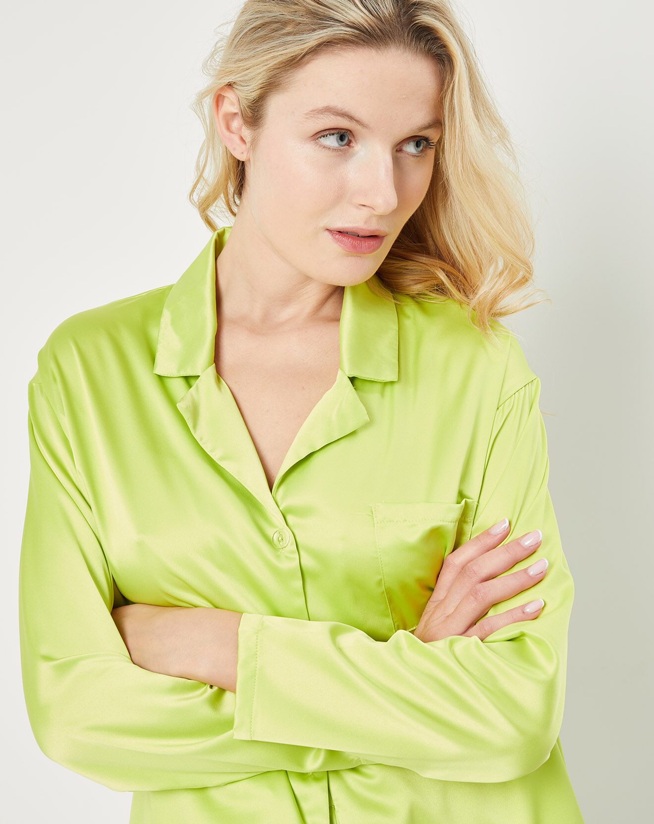 Quartier Latin Pyjama satiné Jeanne vert anis