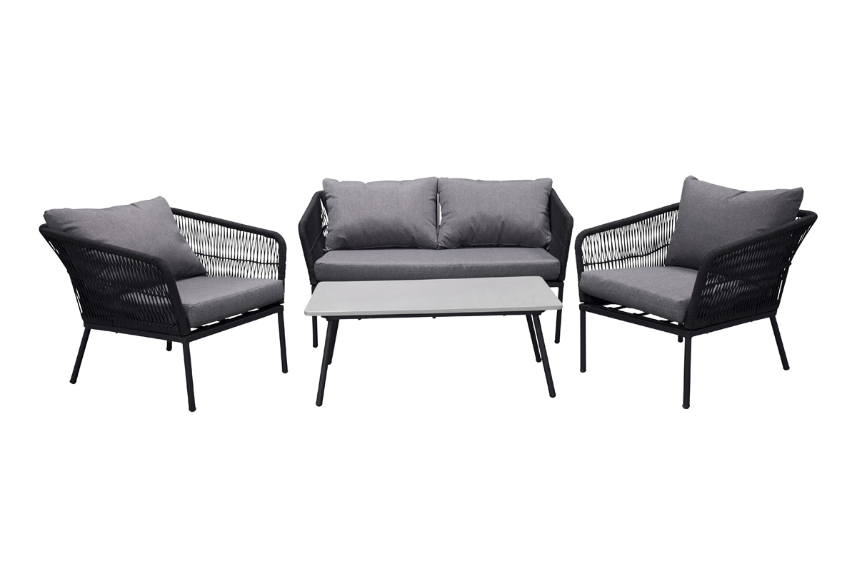 Loungeset Emil - 4 delig - met zitkussens Donkergrijs