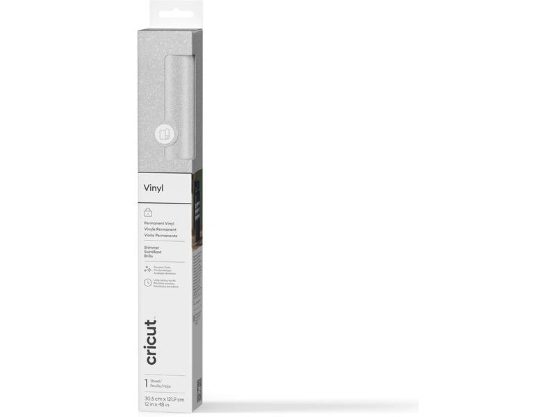 Cricut Vinylfolie Permanent Glanz 30.5 x 122 cm, 1 Stück, S Selbstklebendes Vinyl Permanent Silber