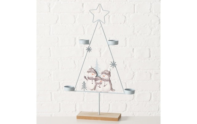 BOLTZE Dekoobjekt »Teelichthalter Frosty Holz, 31 x 49.5 cm«