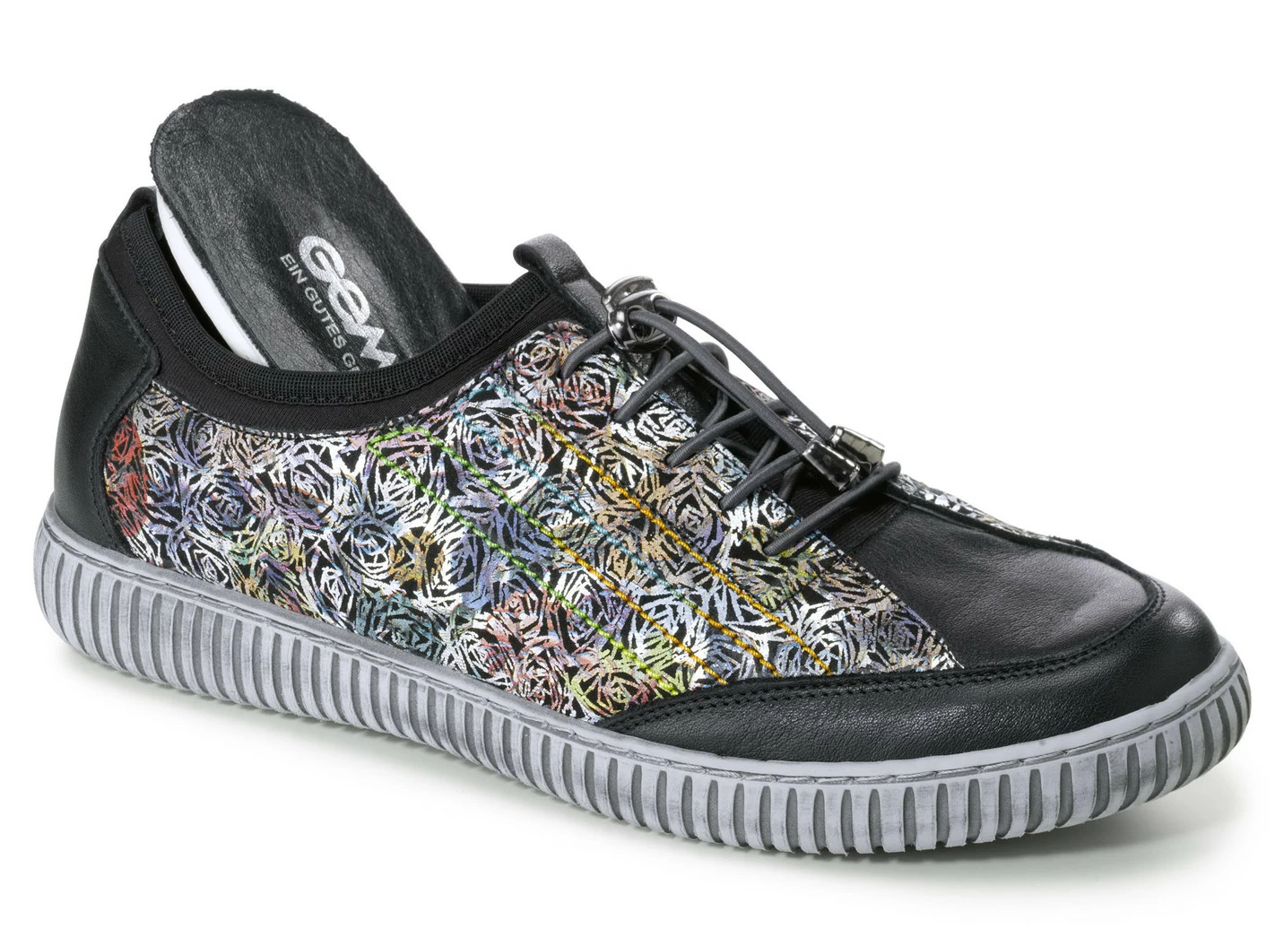 Gemini Sneaker aus teilweise floral bedrucktem Rindleder