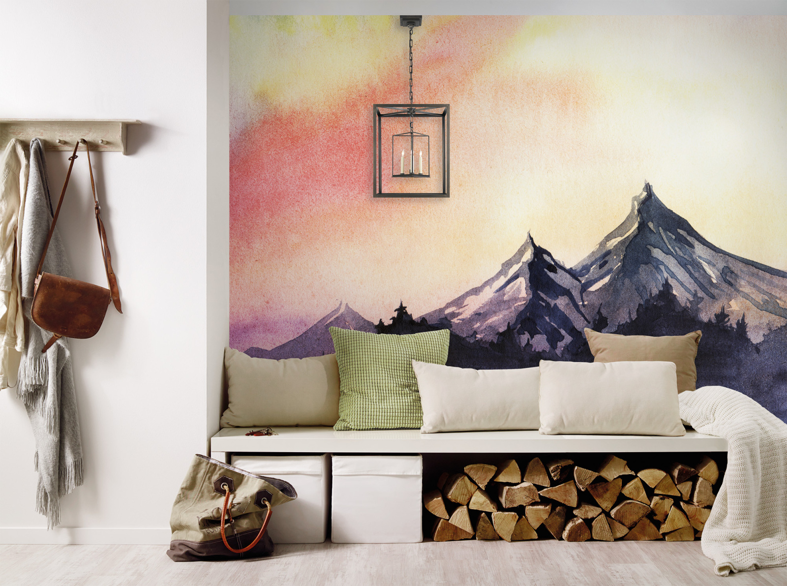 Fototapete DESIGNWALLS - grau-gelb - Berge - 2,55 Meter
