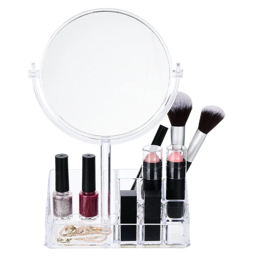 Rangement pour cosmétique avec miroir 9 compartiments 20x15xH5cm