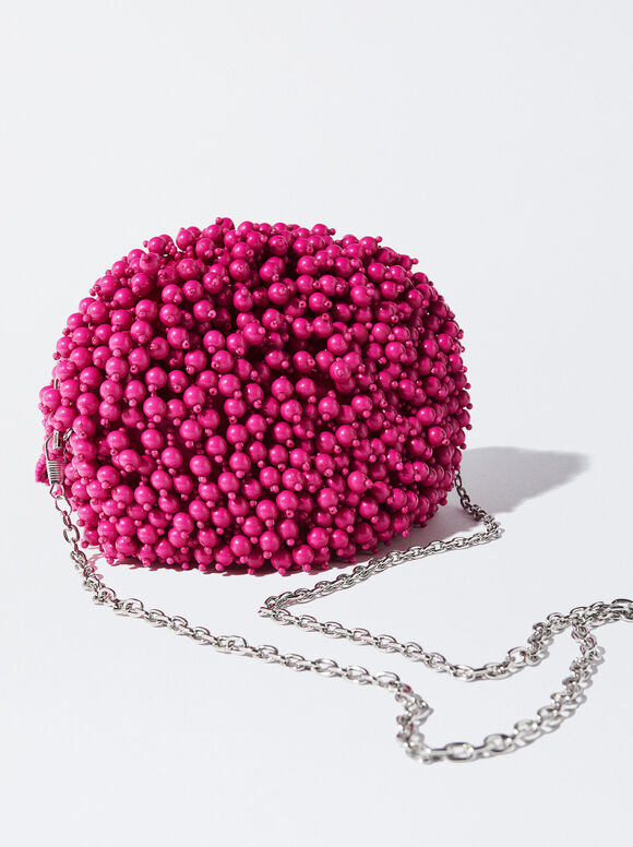 Sacola de festa com miçangas - Rosa