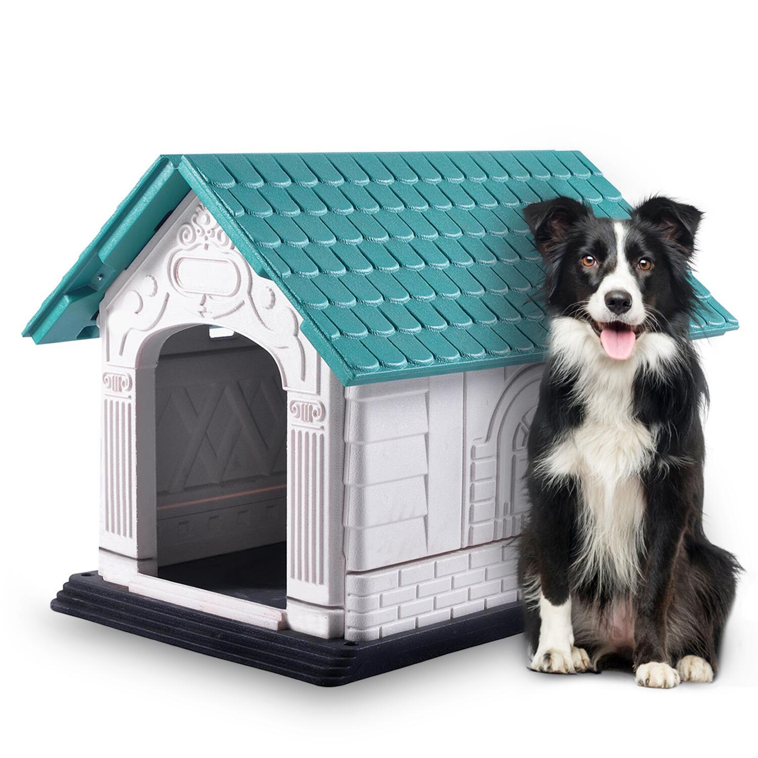 Casinha de cachorro Nobleza em plástico, à prova d'água, resistente às intempéries e à água, com telhado de duas águas, para uso interno e externo (M 88x69x68 cm)