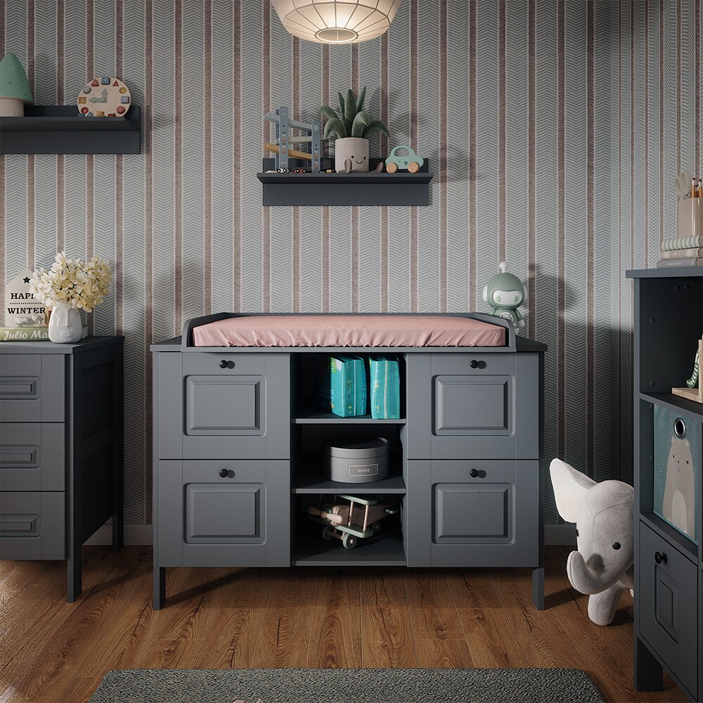 Vitalispa Wickelkommode Ajaton Grau 133 x 98,4 cm mit 4 Schubladen