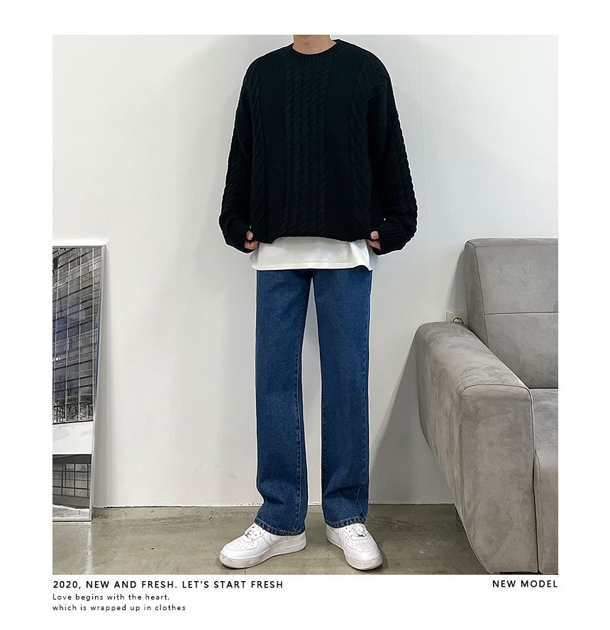 Okwano - Mid Rise Washed Straight Leg Jeans