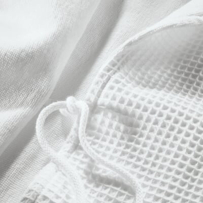Bademantel Waffelpiqué und Frottier Unisex, Weiß