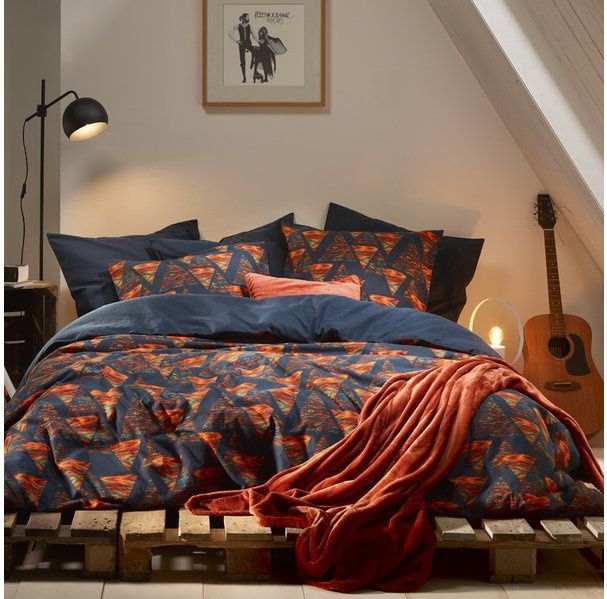 De Witte Lietaer Dekbedovertrek Caspian Eclipse Blue - Eenpersoons - 140 x 200/220 cm - Katoen Flanel