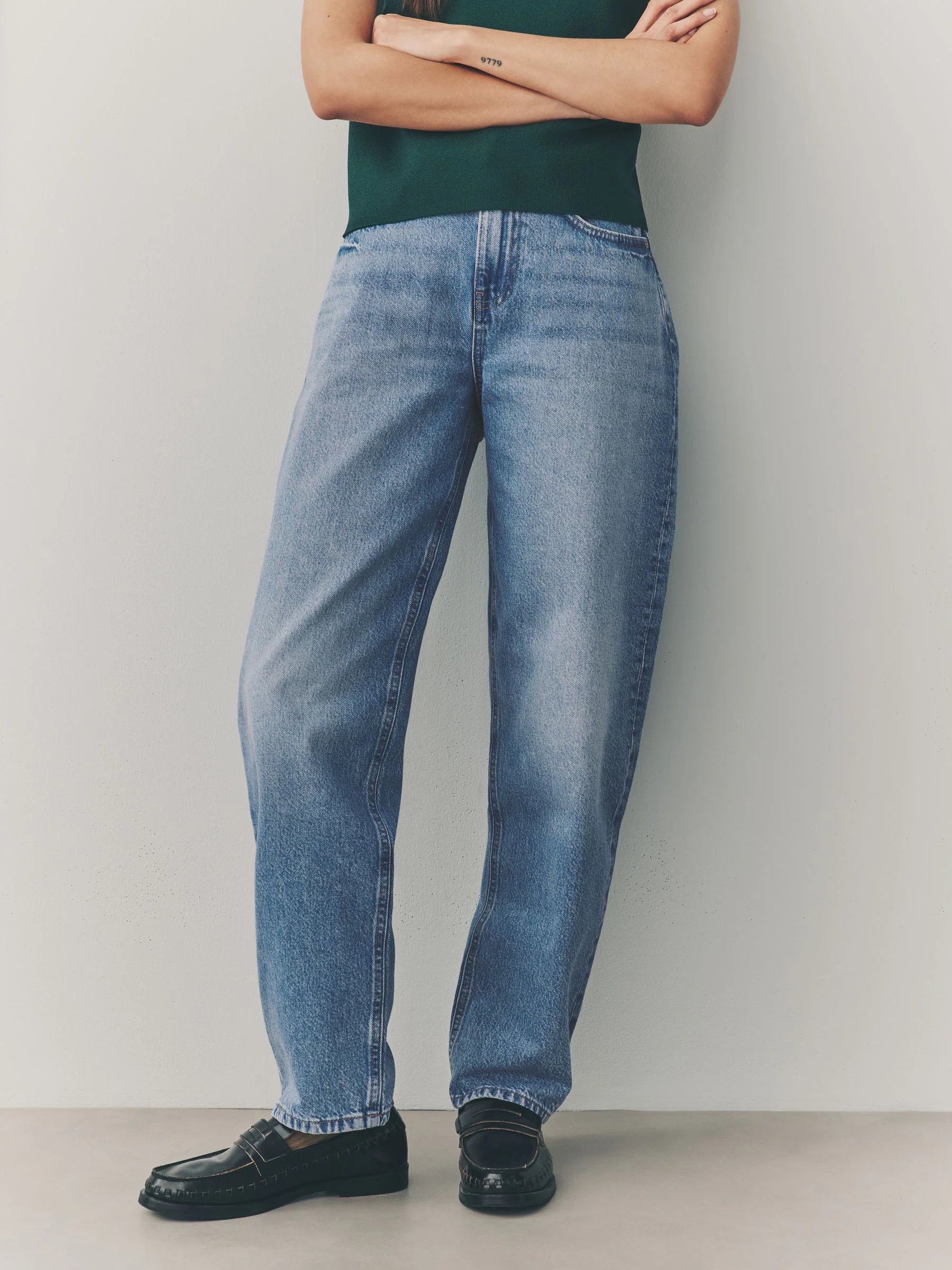 Normaal blauw - Jeans met ruime rechte pijpen