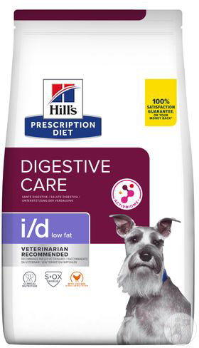 Hill's Pet Nutrition Prescription Diet I/D Low Fat Digestive Care Aliment Chien Au Poulet 4kg