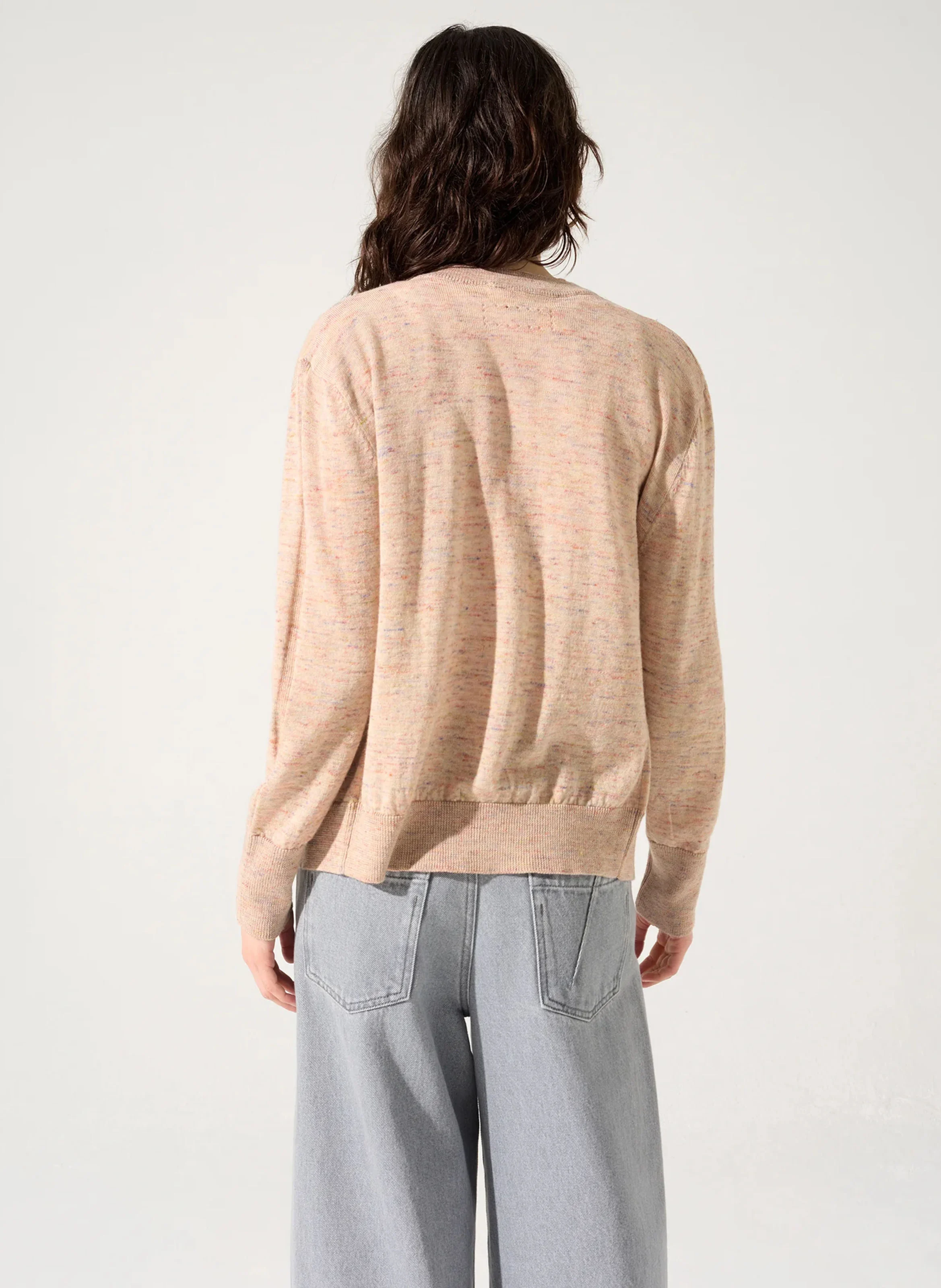 BILLIE - Cardigan col rond en laine mélangée | Rose
