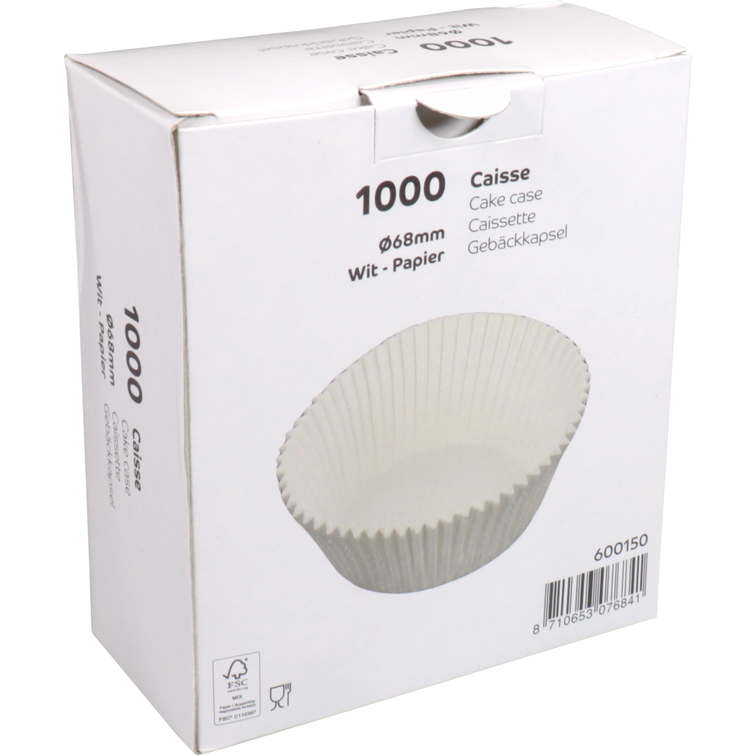 Caisse, papier, rond, Ø68mm, wit