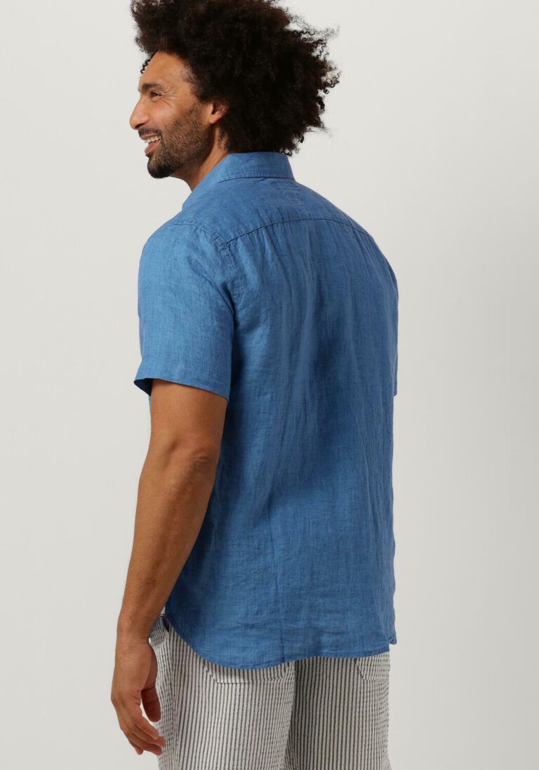 TOMMY HILFIGER blauwe tommy hilfiger casual overhemd pigment dyed linen rf shirt s/s
