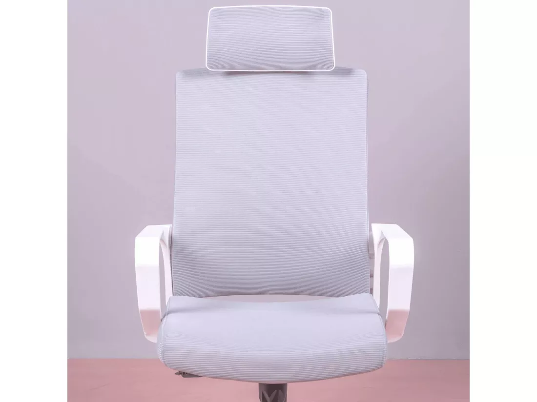 Chaise de bureau ergonomique en mesh respirante et appui-tête réglable - Mesh - Gris clair