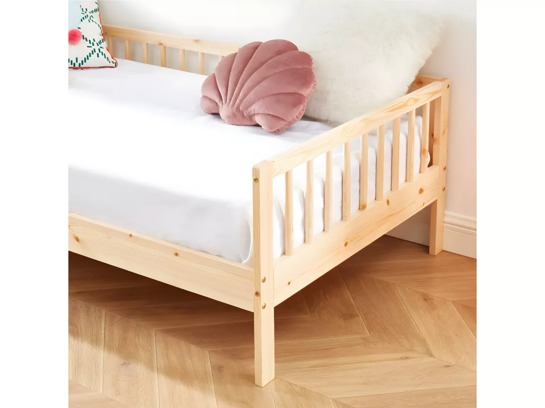 SASHA - Cadre de lit pour enfant en bois massif 90x190cm - Bois clair