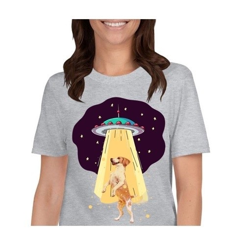 Camiseta feminina Mascochula, personalizada com seu animal de estimação, cinza.