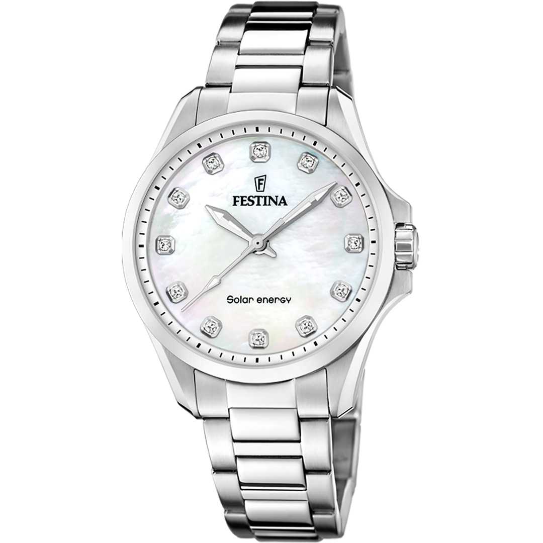 Festina Solar Energy Silbrig / Perlmutt 34mm