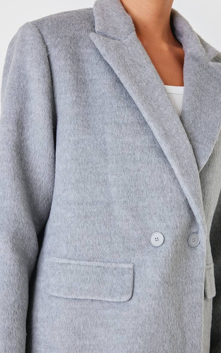 Gris Blazer Oversize Aspect Laine Texturé
