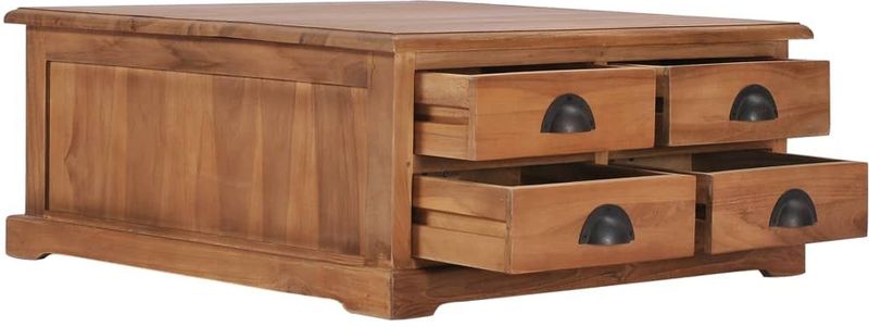 Salontafel - Massief Teakhout - 4 Lades - Natuurlijke Afwerking